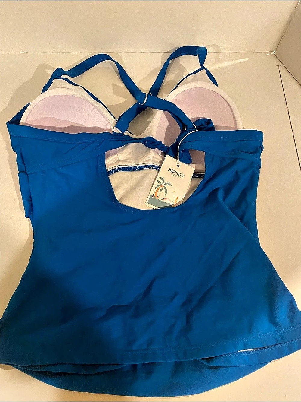 B2PRITY Women's Blue tankini top only NWT